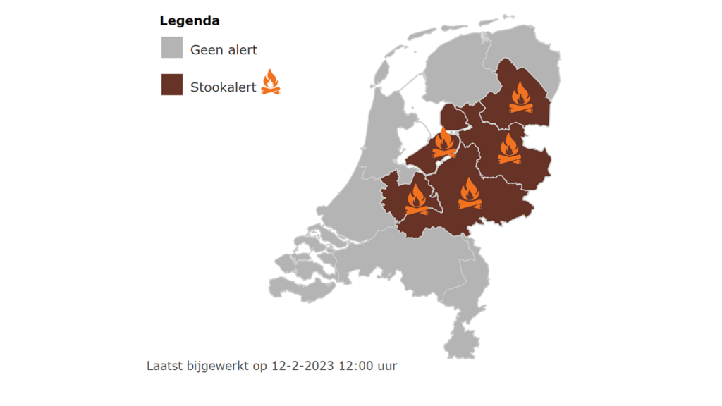 Stookalert voor Drenthe, Overijssel, Gelderland, Utrecht en Flevoland