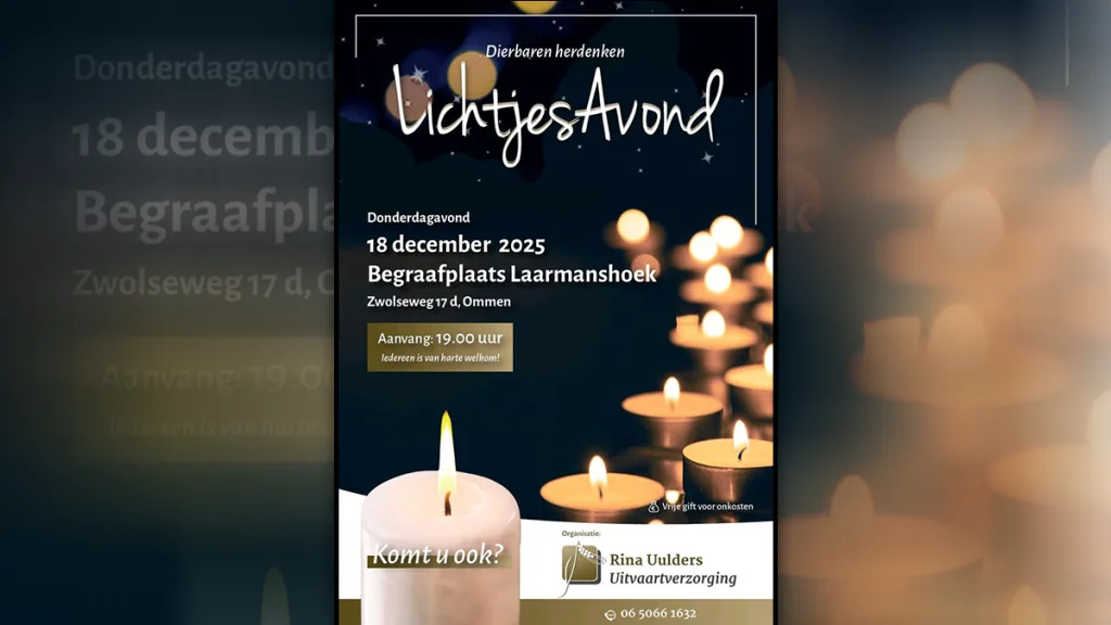 Lichtjesavond op 18/12 herdenkt dierbaren