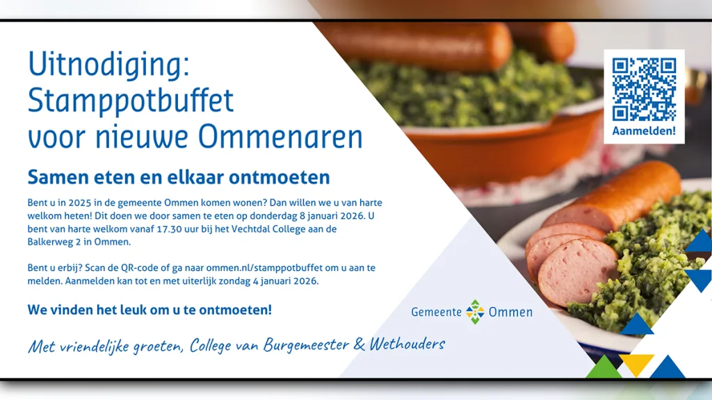 Stamppotbuffet voor nieuwe inwoners Ommen (8 jan.)